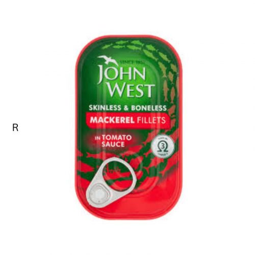 JOHN WEST SKINLESS & BONELESS MACKEREL FILLETS IN TOMATO SAUCE